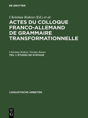 cover image of Études de syntaxe